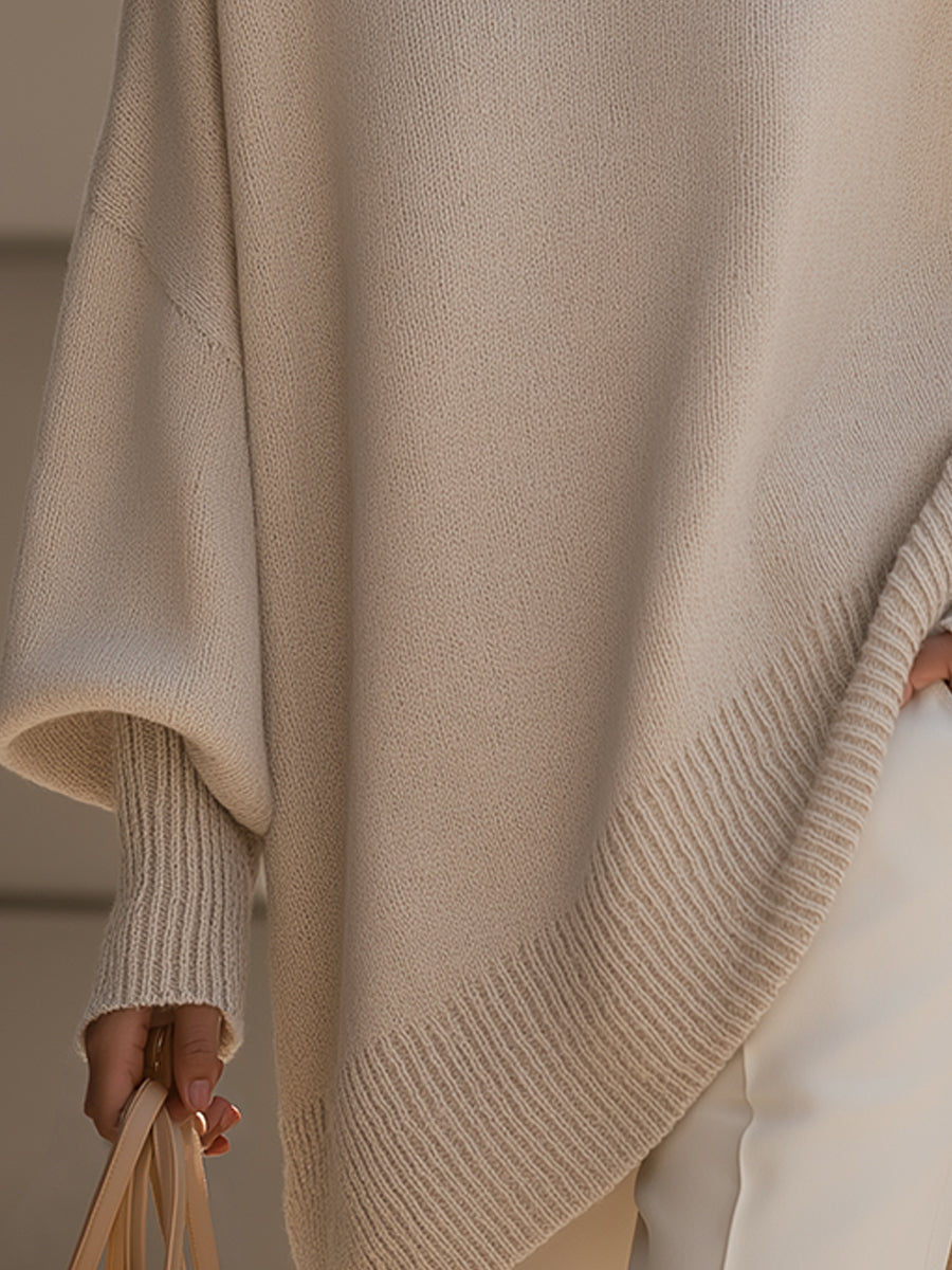 Mia - Poncho Maglione a Maglia Oversize