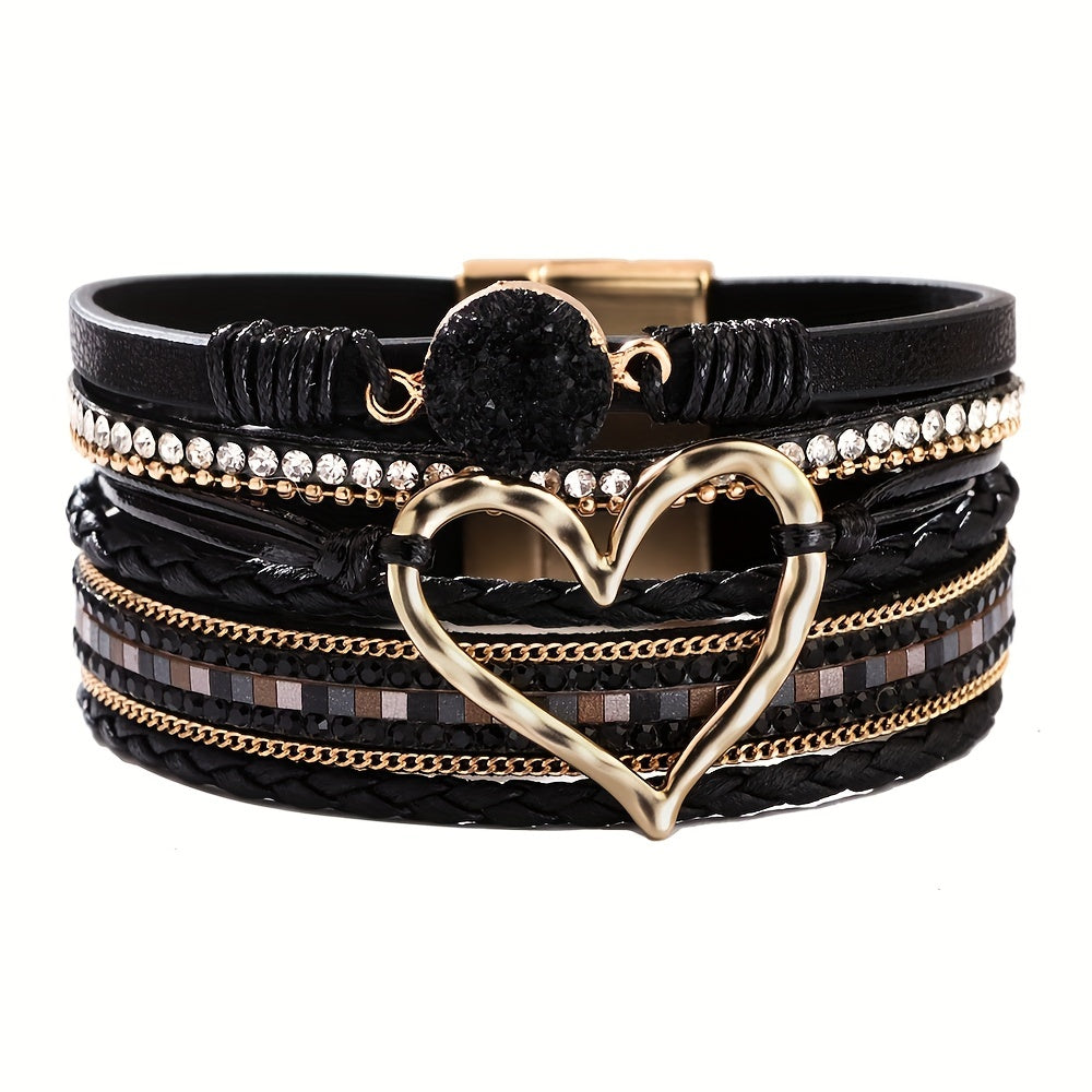 Bracelet en cuir multi-couches bohémien