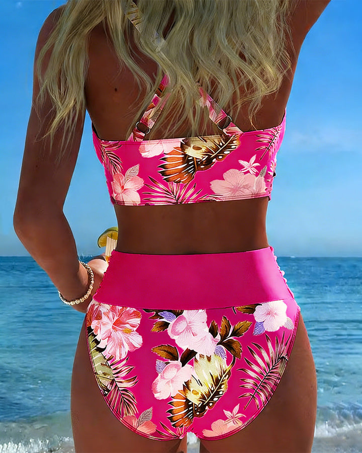 Bikini Contrast Fleurs Imprimé