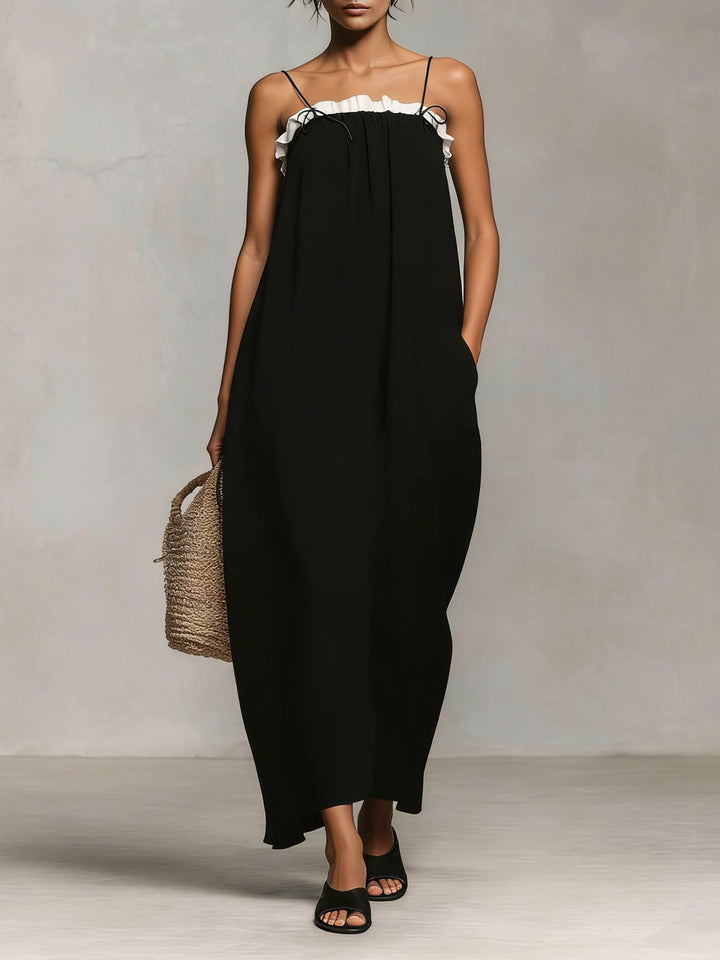 Mirelle™ | Robe Maxi avec Blocs de Couleurs et Bretelles Spaghetti