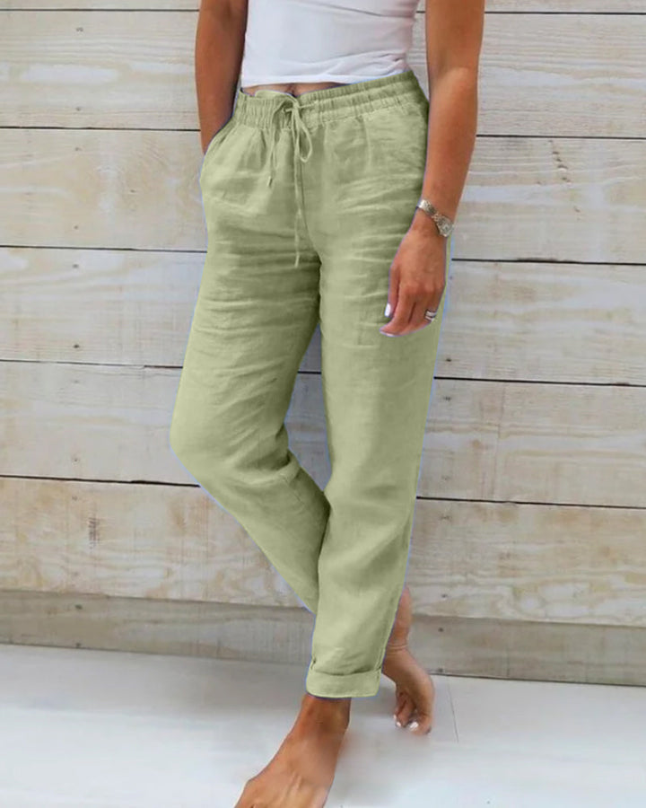 Allison - Pantalon Tailleur en Coton-Lin de Luxe