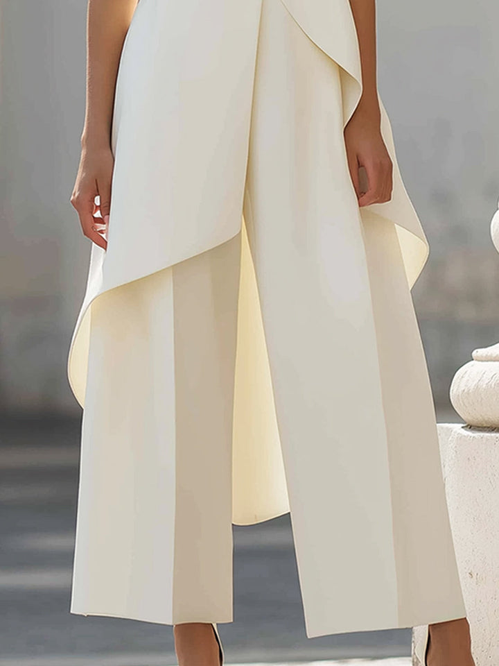 Haut asymétrique sans manches et pantalon à jambes larges