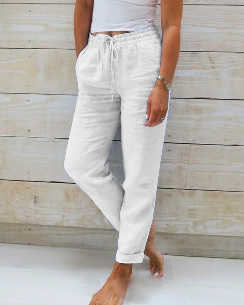 Allison - Pantalon Tailleur en Coton-Lin de Luxe