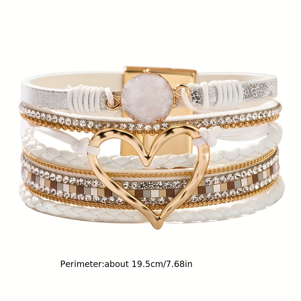 Bracelet en cuir multi-couches bohémien