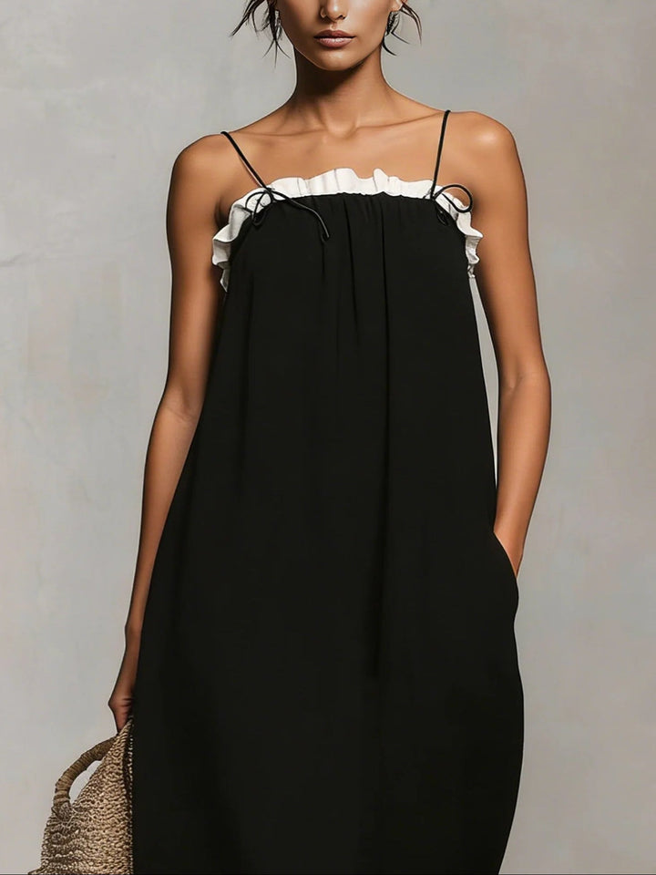 Mirelle™ | Robe Maxi avec Blocs de Couleurs et Bretelles Spaghetti
