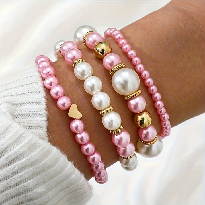 Bracelet en Perles Classiques en Forme de Cœur