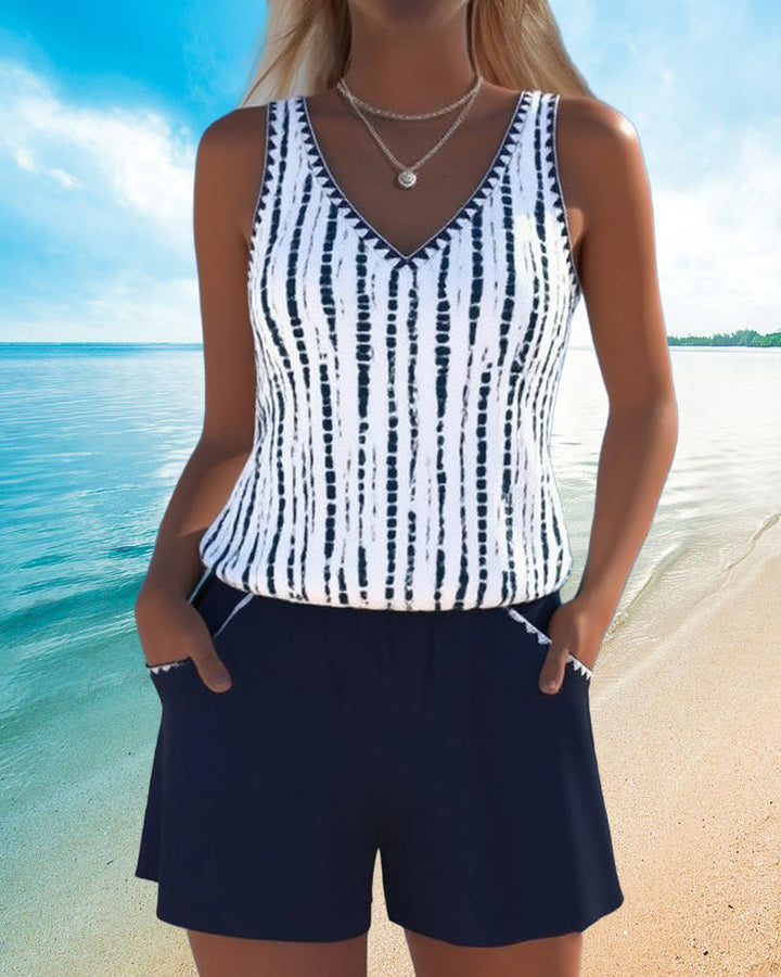 Maillot de bain décontracté avec poche et décolleté en V