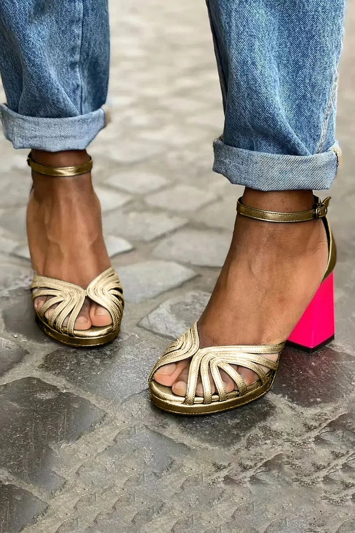 SANDALES À TALON CONTRASTÉ