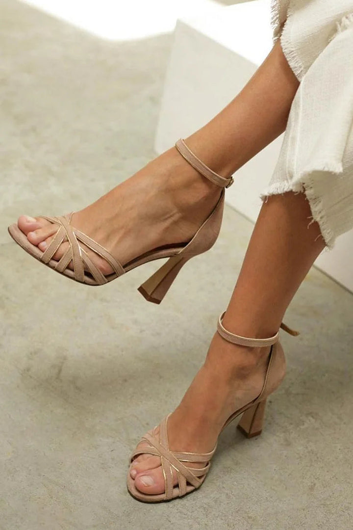 SANDALES À TALON BLOC AVEC BRIDES