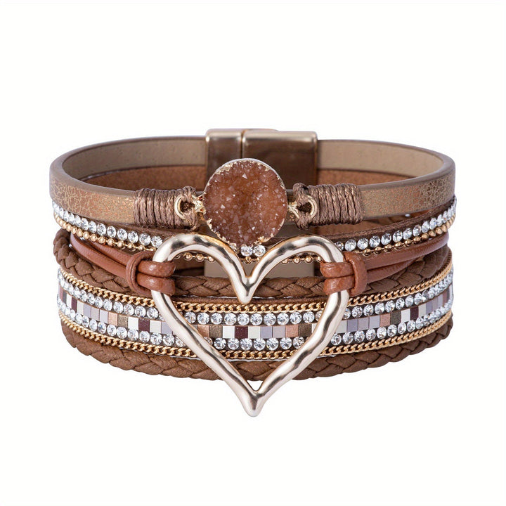 Bracelet en cuir multi-couches bohémien