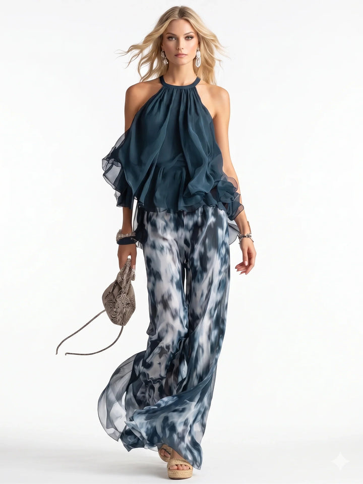 Ensemble élégant deux pièces en chiffon