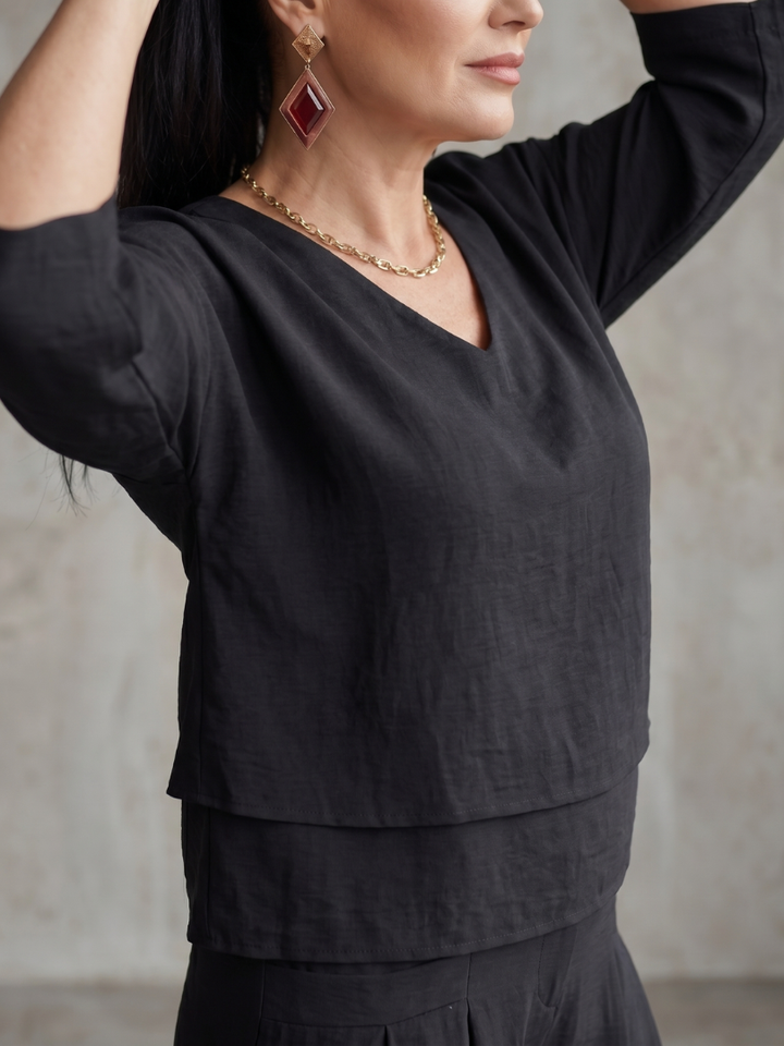 Fiume | Set Top a Strati con Pantaloni a Gamba Larga