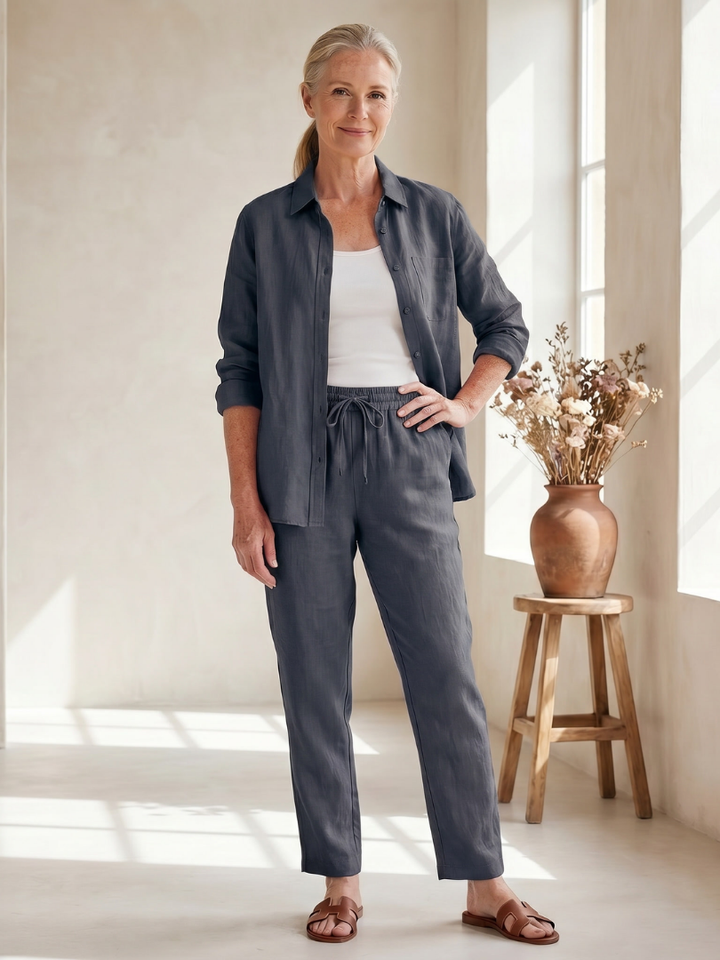 Noor | Set Camicia a Maniche Lunghe e Pantaloni Tapered