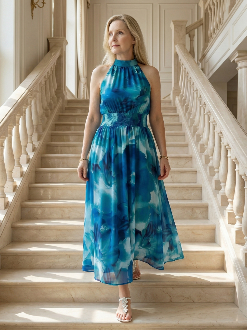 Sylin | Abito Midi con Collo All'Americana