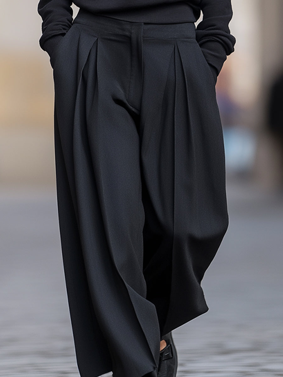 Jade - Set Pullover con Mezza Zip e Pantaloni a Gamba Larga con Pieghe