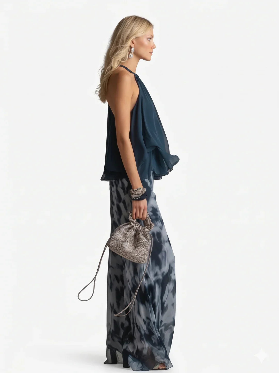 Ensemble élégant deux pièces en chiffon