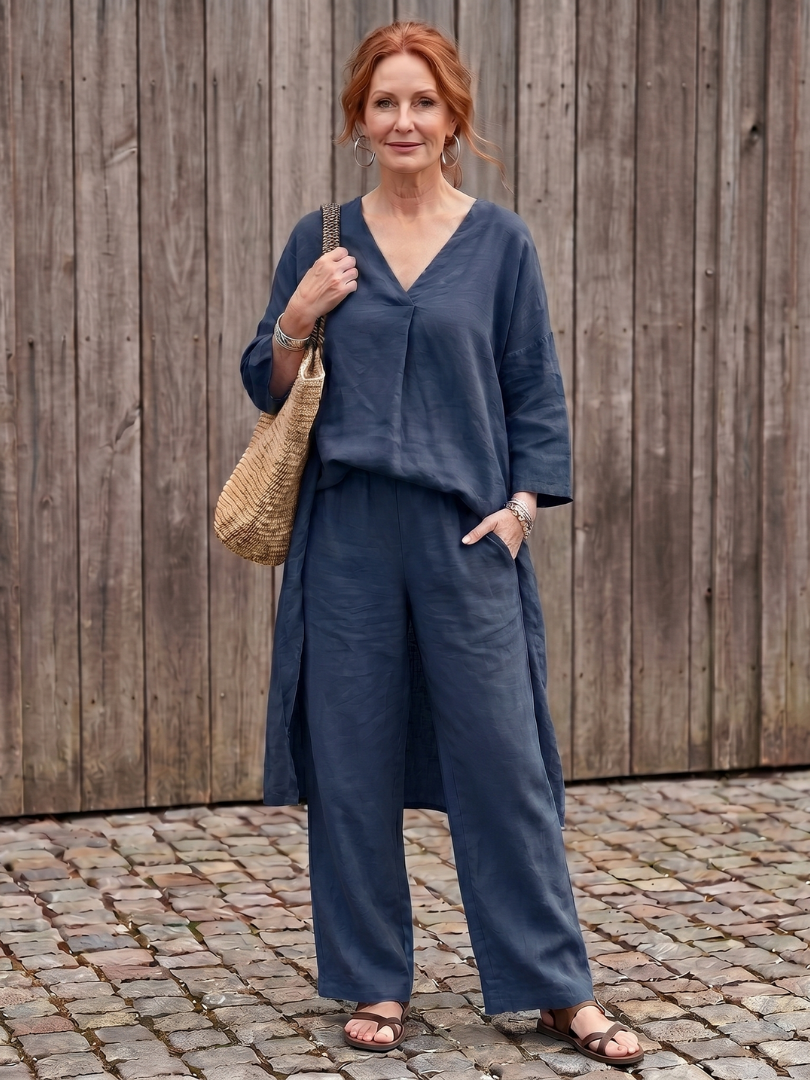 Onice | Set Top Tunica Larga e Pantaloni a Gamba Larga