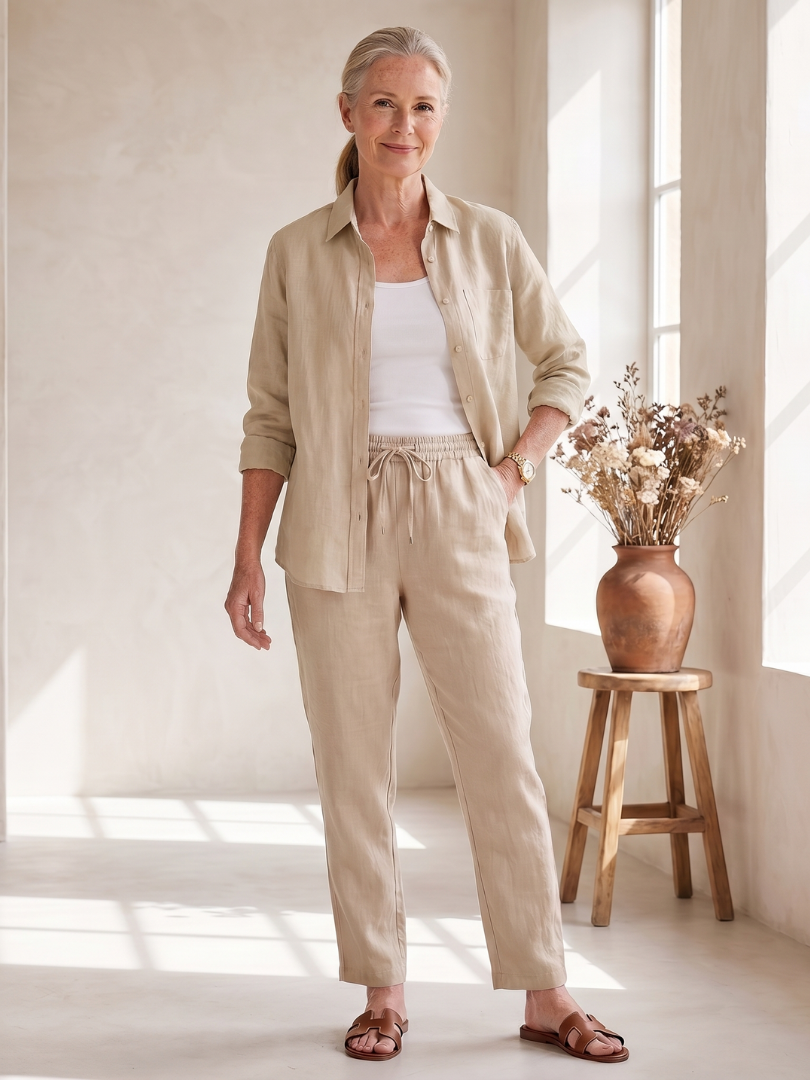 Noor | Set Camicia a Maniche Lunghe e Pantaloni Tapered