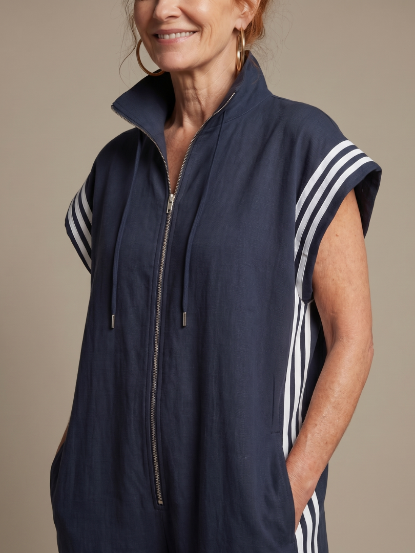 Lark | Tuta con Zip Frontale e Pannelli a Strisce