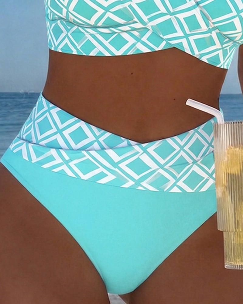 Bikini Deux Pièces Avec Soutien-Gorge Et Motif En Diamant