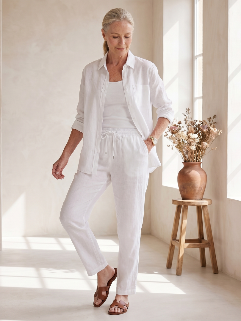 Noor | Set Camicia a Maniche Lunghe e Pantaloni Tapered