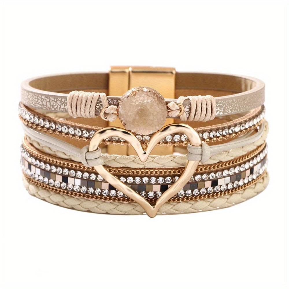 Bracelet en cuir multi-couches bohémien