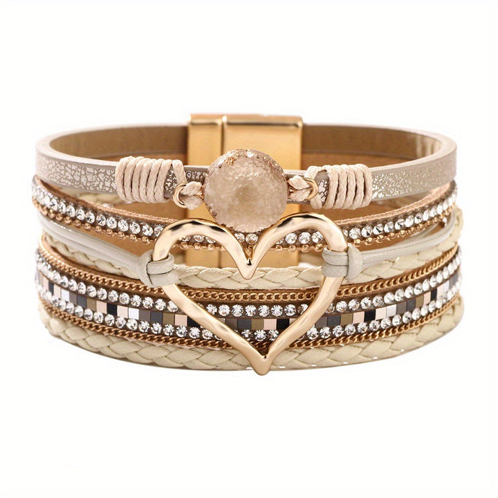 Bracelet en cuir multi-couches bohémien