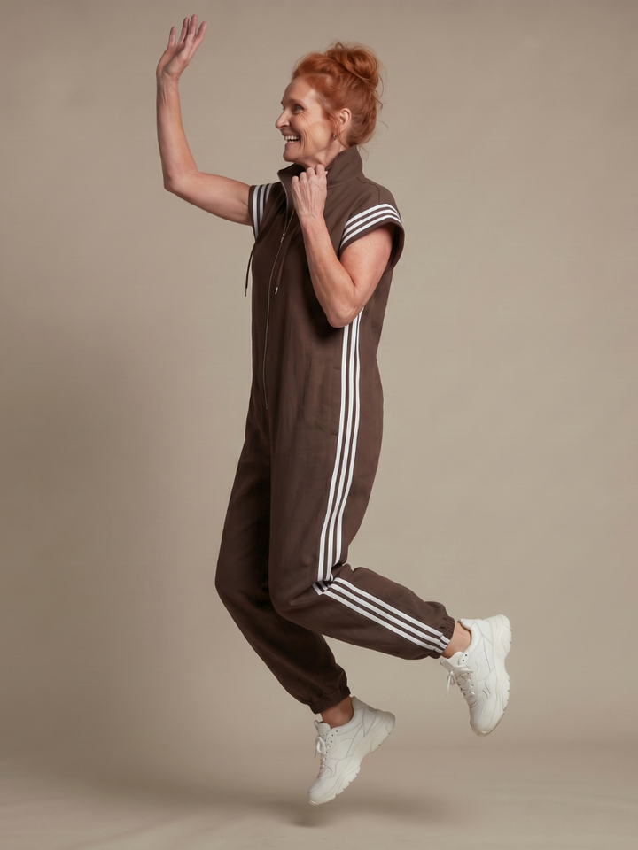 Lark | Tuta con Zip Frontale e Pannelli a Strisce