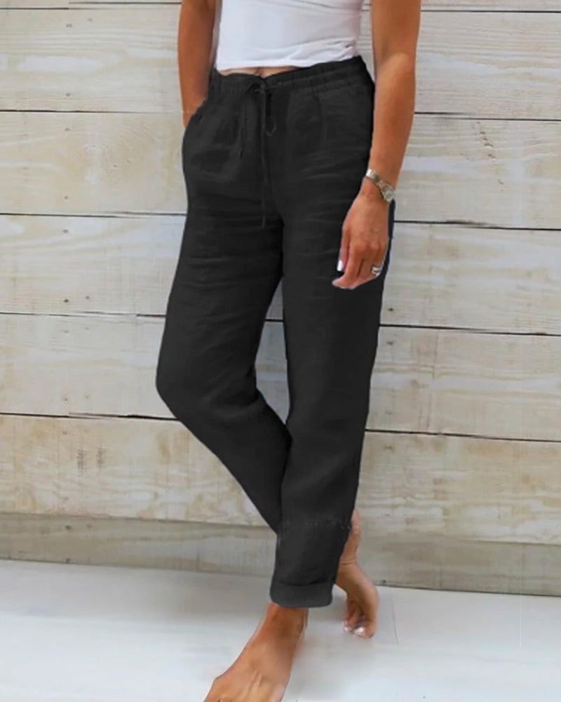 Allison - Pantalon Tailleur en Coton-Lin de Luxe