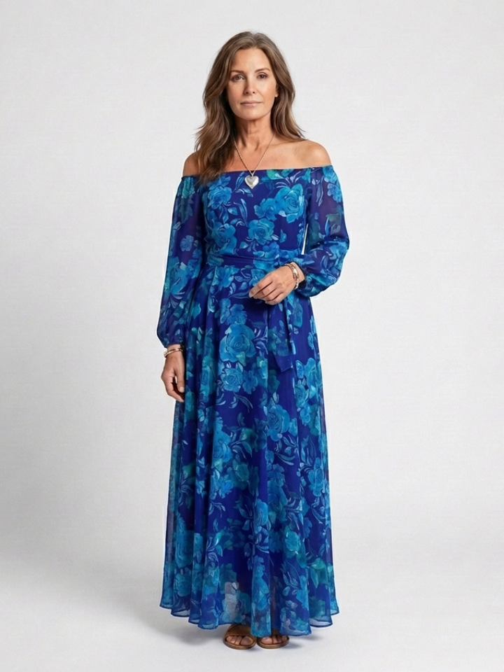 Stella & Grace™ | Abito Maxi Floreale con Spalle Scoperte