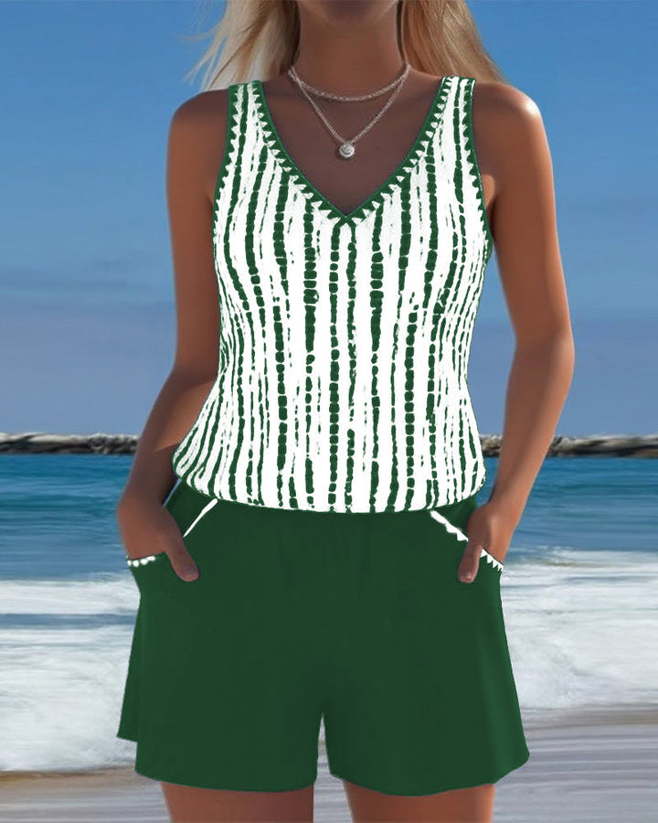 Maillot de bain décontracté avec poche et décolleté en V