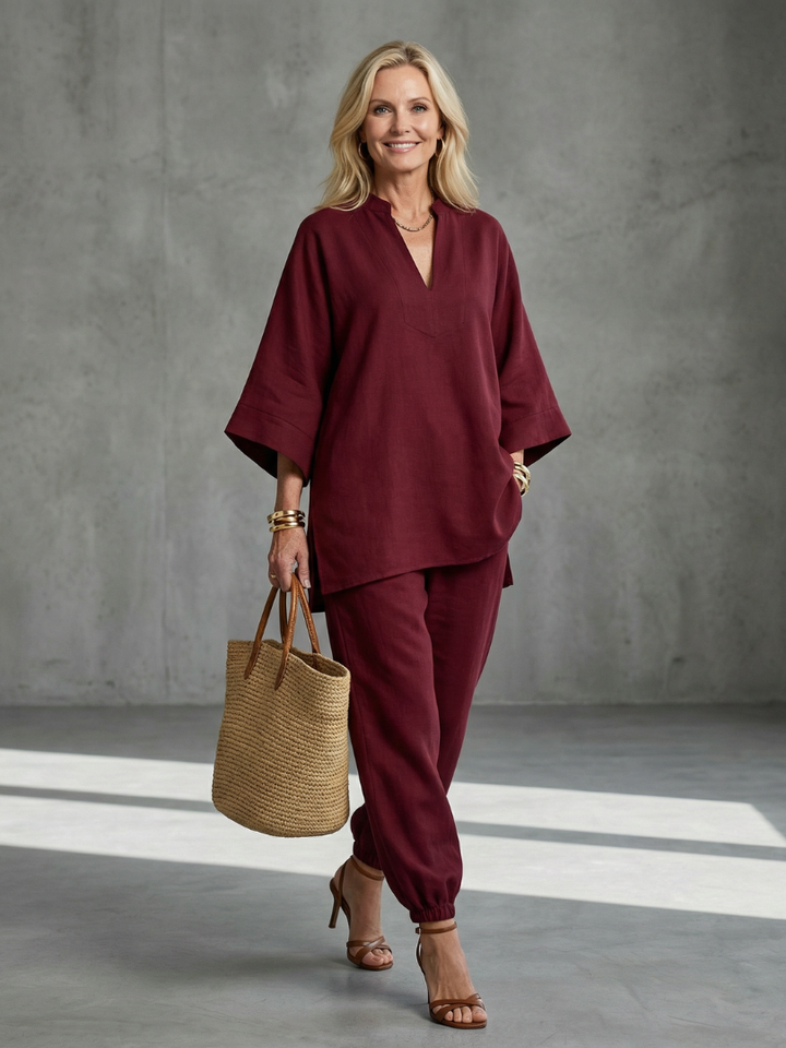Georgiana | Set Tunica Viscosa e Pantaloni Arricciati