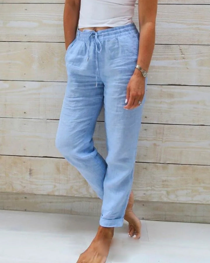 Allison - Pantalon Tailleur en Coton-Lin de Luxe