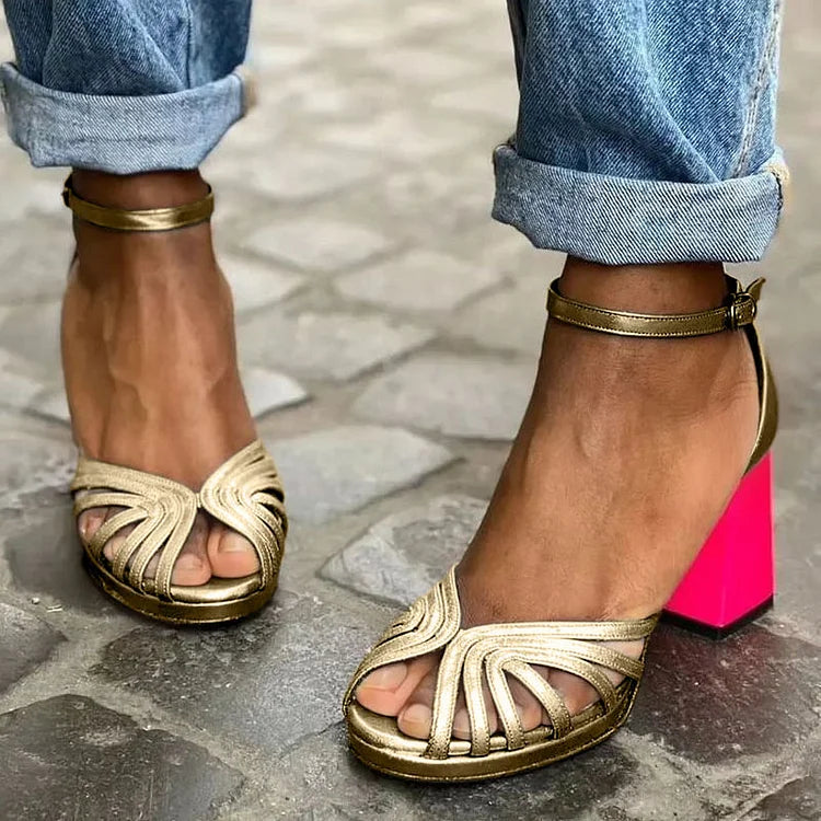 SANDALES À TALON CONTRASTÉ