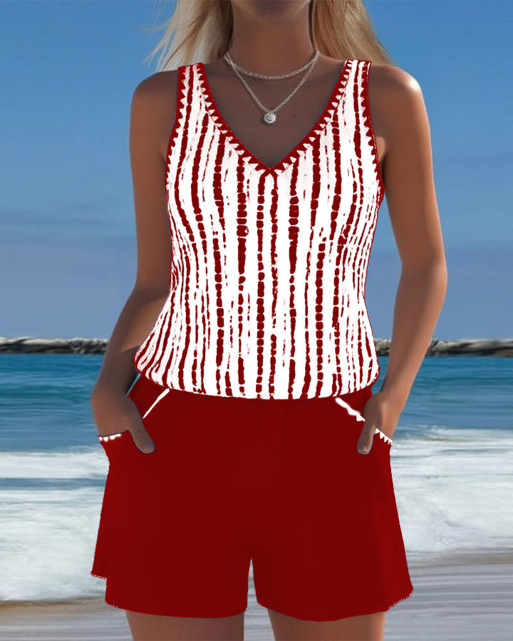 Maillot de bain décontracté avec poche et décolleté en V