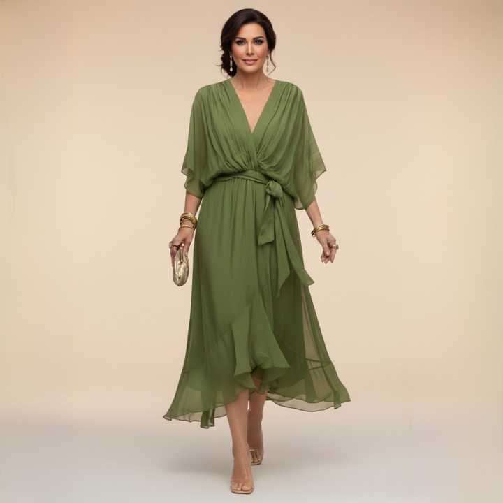 Monica | Robe en chiffon avec décolleté en V