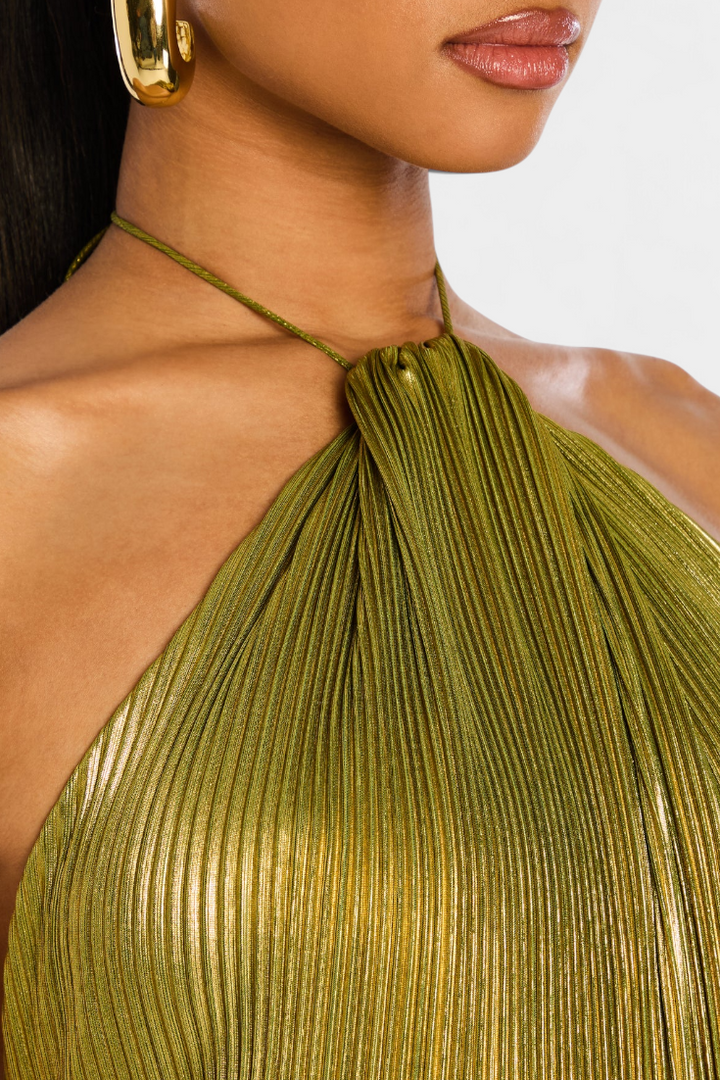 Emma | Robe Halter Ouverte dans le Dos Métallique