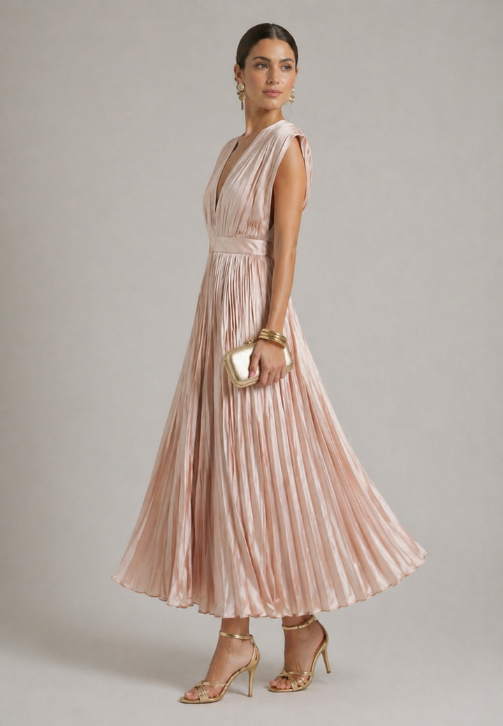 Stella & Grace™ | Vestito Midi Plissettato Senza Tempo