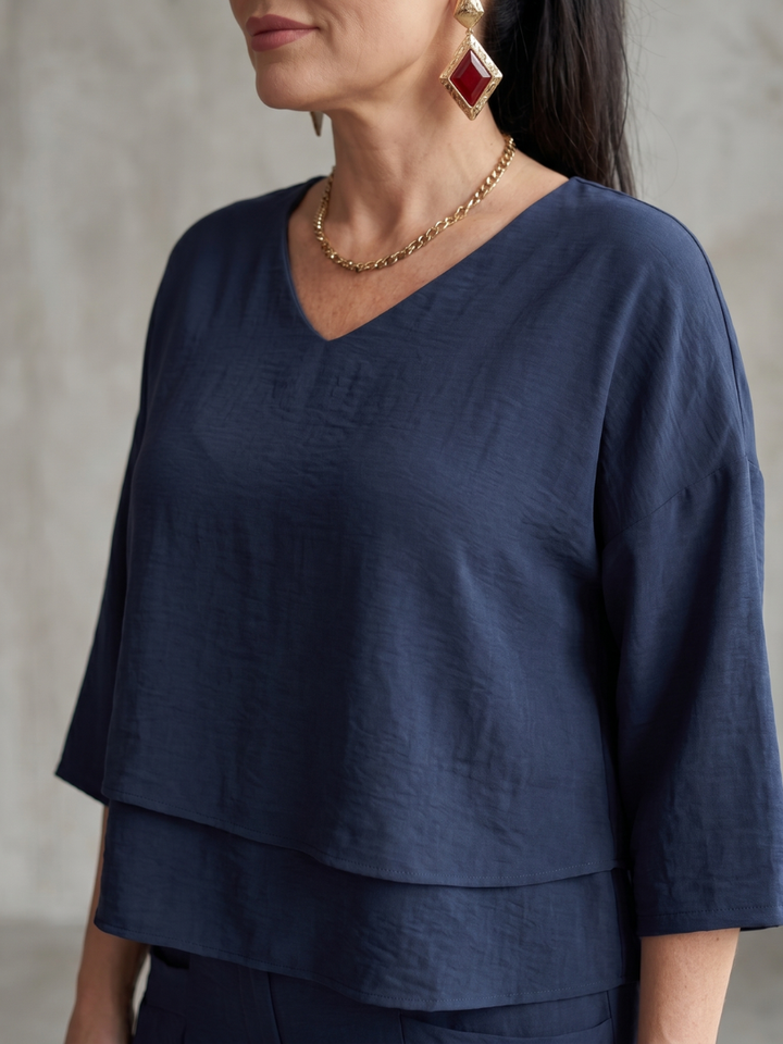 Fiume | Set Top a Strati con Pantaloni a Gamba Larga