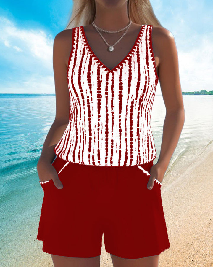 Maillot de bain décontracté avec poche et décolleté en V