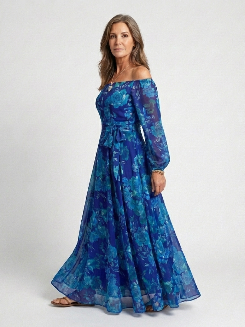 Stella & Grace™ | Abito Maxi Floreale con Spalle Scoperte
