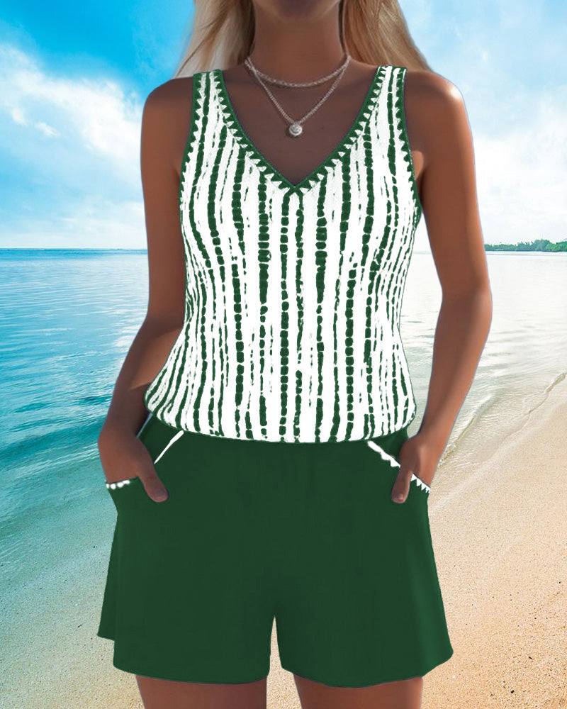 Maillot de bain décontracté avec poche et décolleté en V