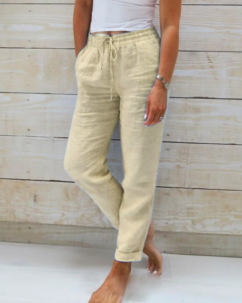 Allison - Pantalon Tailleur en Coton-Lin de Luxe