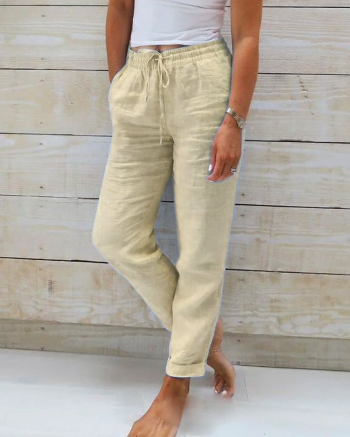 Allison - Pantalon Tailleur en Coton-Lin de Luxe
