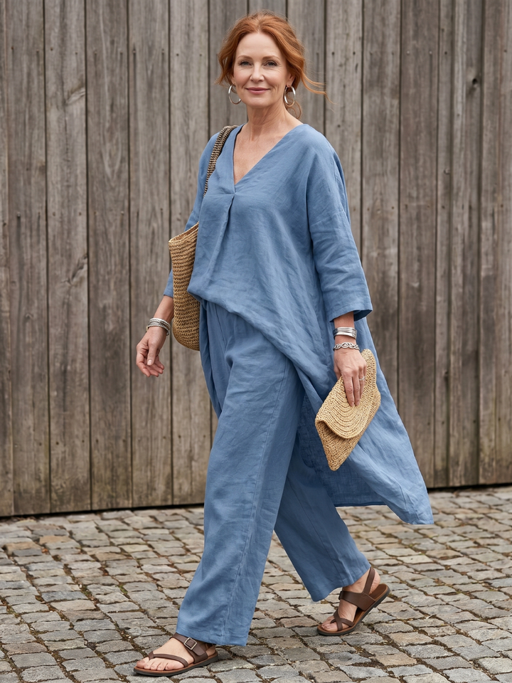 Onice | Set Top Tunica Larga e Pantaloni a Gamba Larga