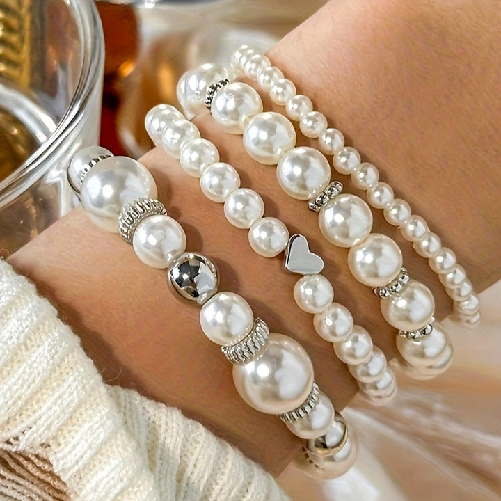 Bracelet en Perles Classiques en Forme de Cœur