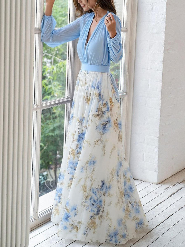 Belle robe maxi à motifs floraux