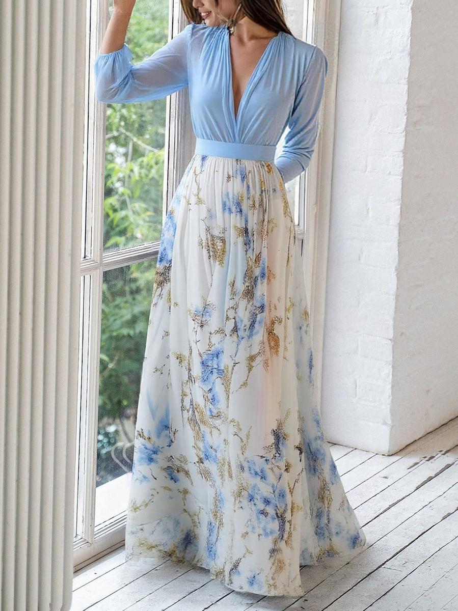 Belle robe maxi à motifs floraux