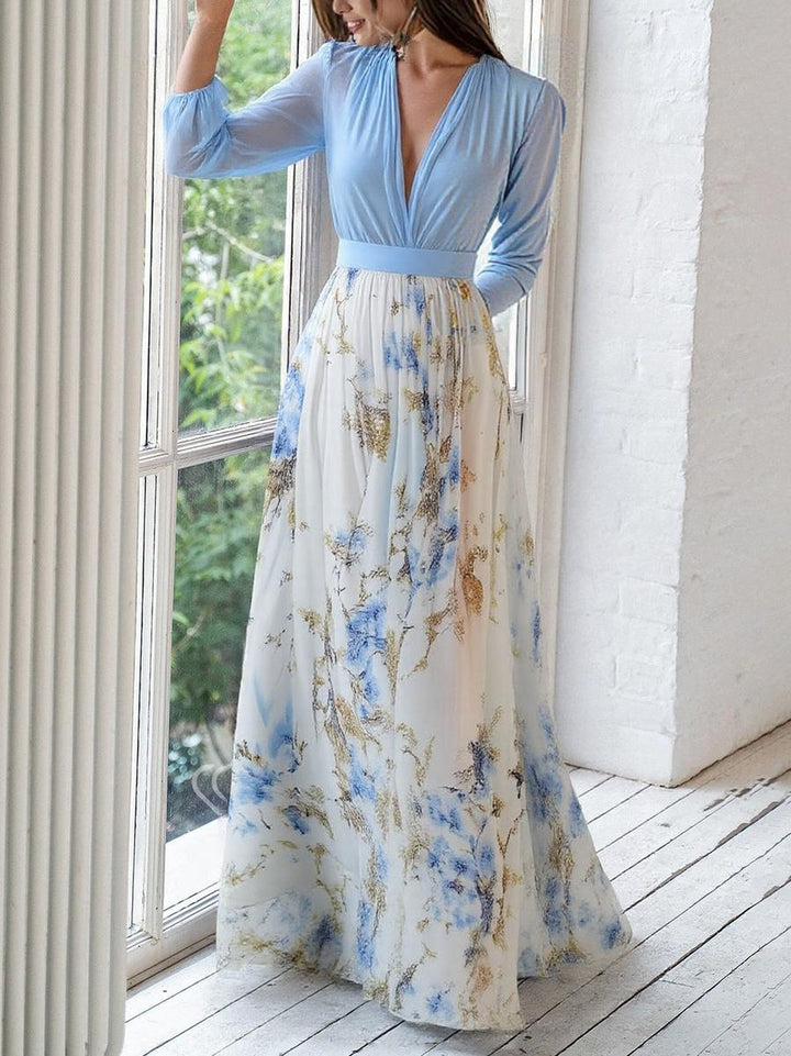 Belle robe maxi à motifs floraux