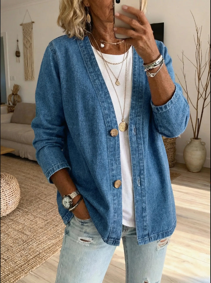 Daria - Cappotto in Denim con Bottoni